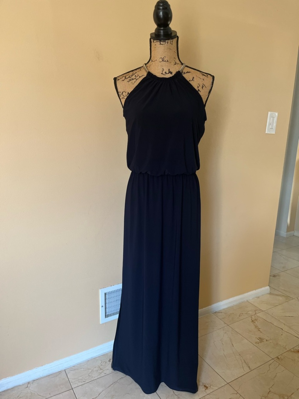 Navy Halter Maxi Dress
